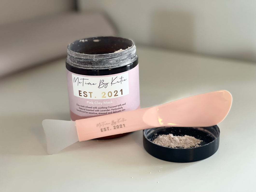 Pink Clay Mask - Cleans & Purifies Skin - Includes Brush Applicator - 90grams